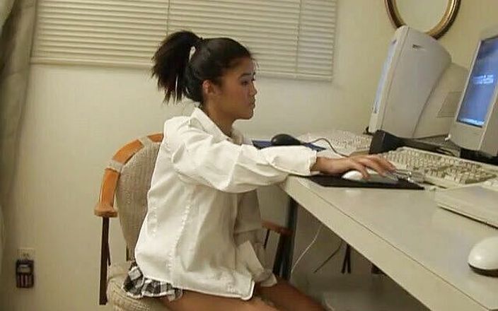 Asian teen with pierced pussy gets slammed and jizzed in mouth