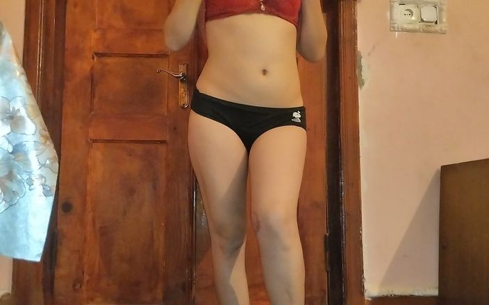 At night I secretly undress in the living room and take my ass and tits on camera