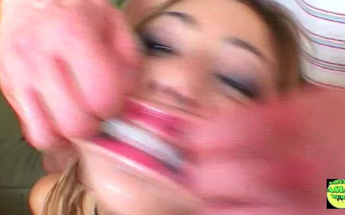 Blonde Asian Kat Kiss Gets Her Asshole and Pussy Creampied Simultaneously in an Intense Threesome