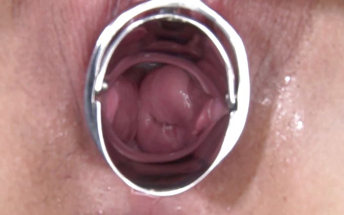 Busty asian chick gets her gaping pussy toyed