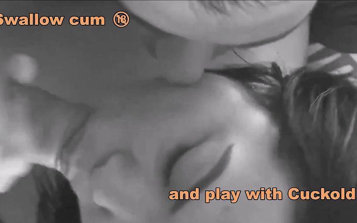 Cum swallow front of cuckold