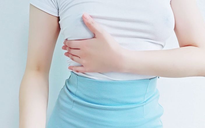 Cute girl in miniskirt and masturbating with dildo