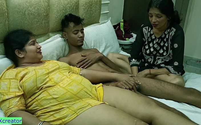 Desi Two Girls Fucking with 18yrs hot boy! Hindi Threesome Sex