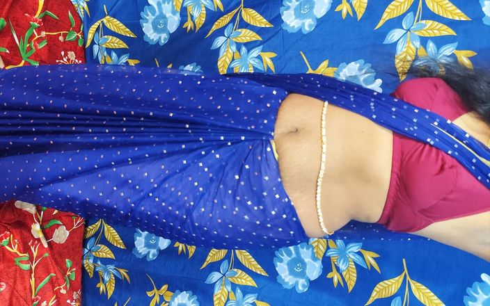 Horny Indian Housewife in Blue Saree Stripped and Pussy Fingering with Brother in Law