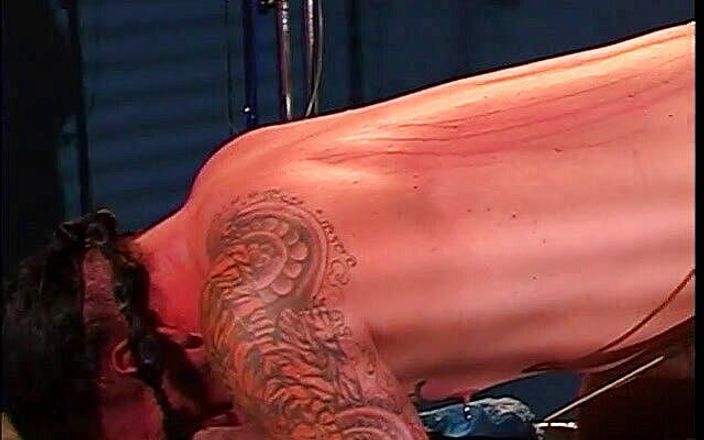 Hot brunette babe doing BDSM fucking to guy