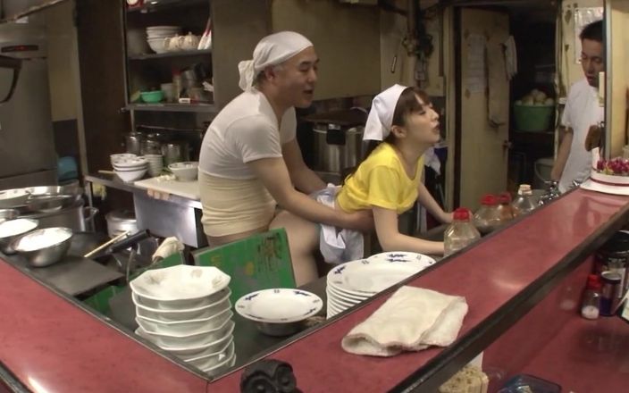Hot Ramen Scene-2_threesome with a Hairy Japanese Girl in the Street Ramen Shop