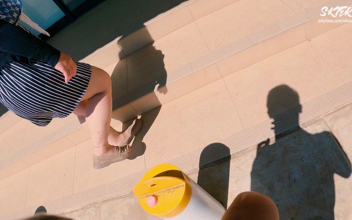 I Control Her Pussy in Public - She Moans and Is Embarassed