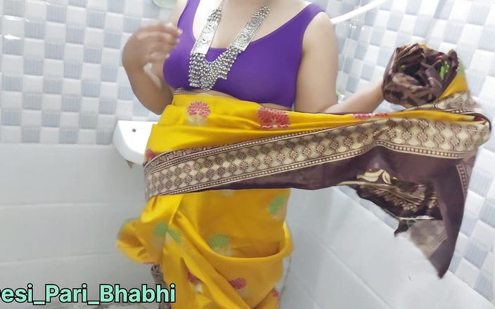 Seeing Her Bathing in a Yellow Saree I Entered the Bathroom and Fucked Her with Her Legs Raised