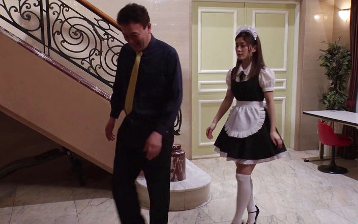 Sexy asian maid pleasures big dicks 2 scenes in 1