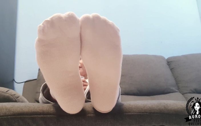 Shy Asian Girl Kicks off Her Socks on Coffee Break