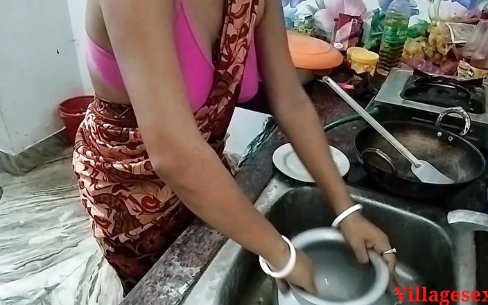 Sky Blue Saree Indian Wife Fuck with Kitchen in Devar Ke Saath