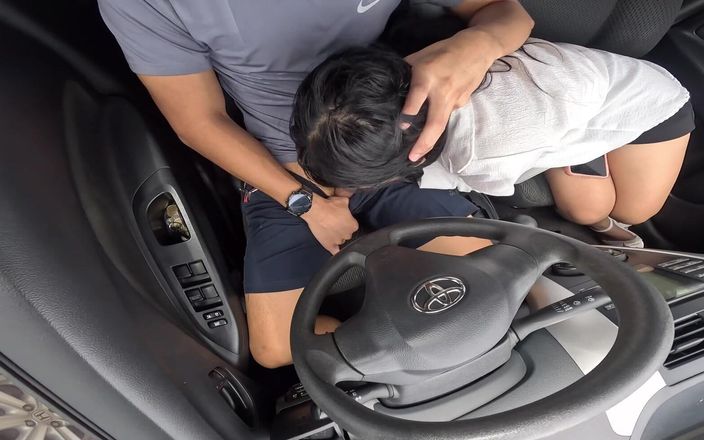 Sloppy blowjob in the car