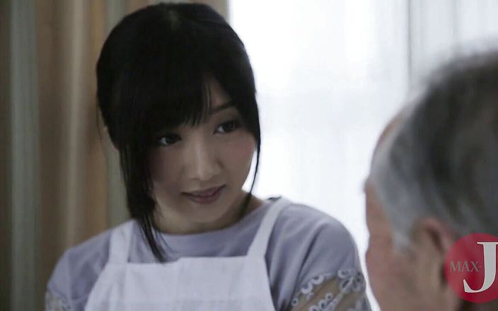 Sweet japanese house maid sucking old man's dick