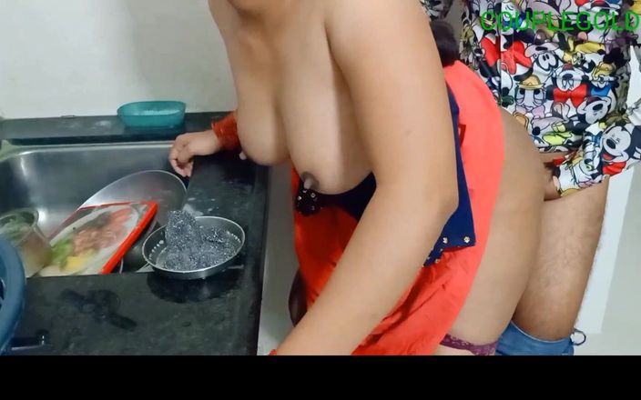 The maid inside is washing the utensils, the owner of the house