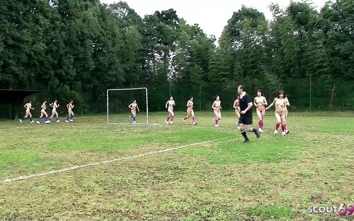 Threesome Japan teen fuck after soccer game with coach
