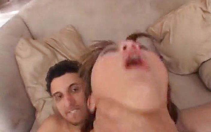 Two huge cocks fill up the mouth and pussy on this perfect young asian teen