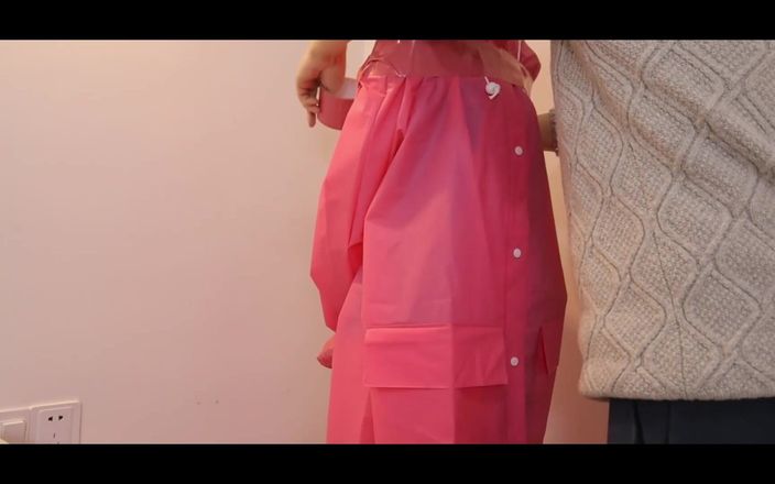 White Silk Raincoat Tape Restraint Part 1